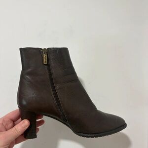 Clarks Dark Brown Heeled Boots with Zipper